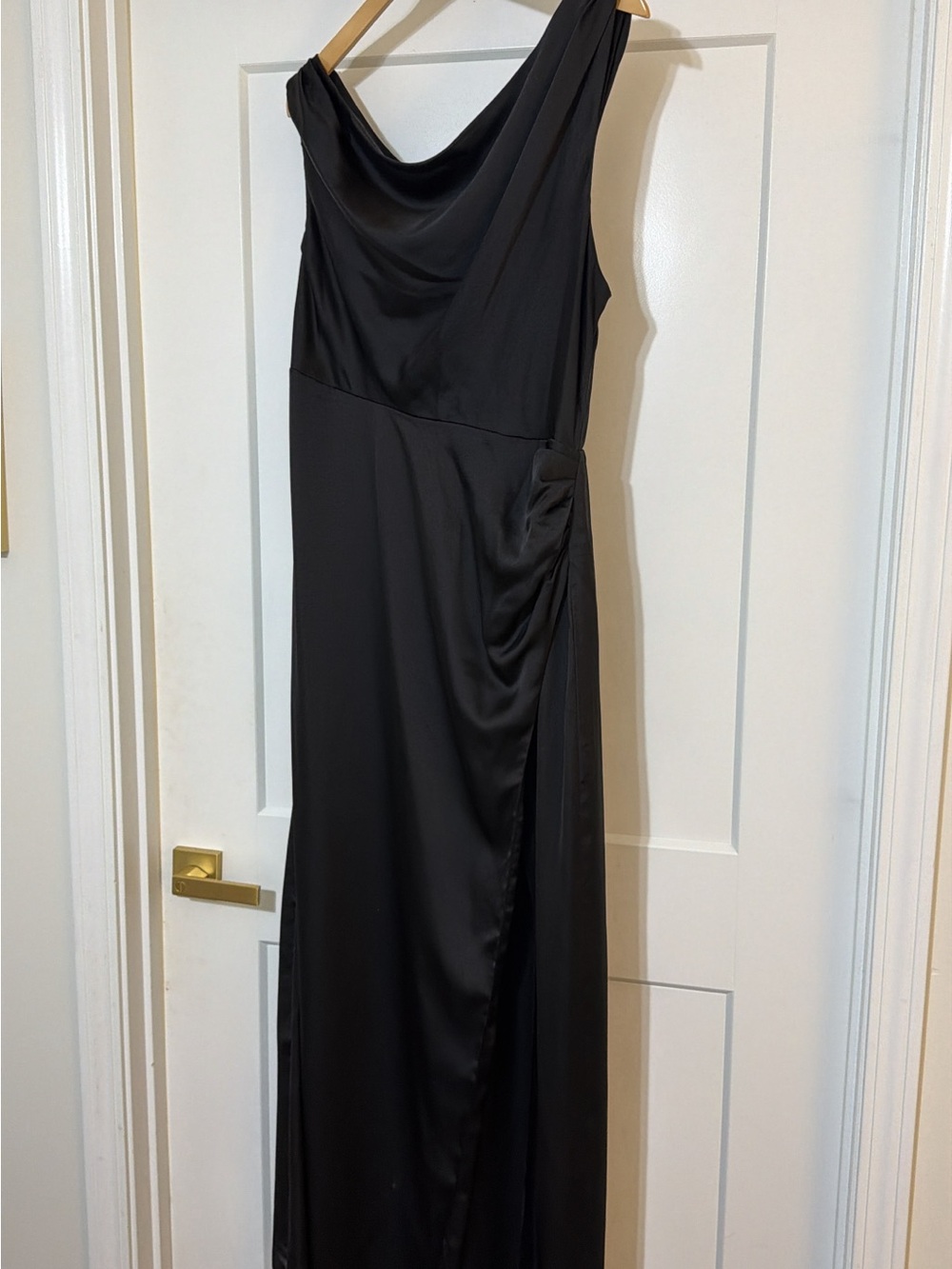 Show Me Your MuMu Black One-Shoulder Draped Evening Gown